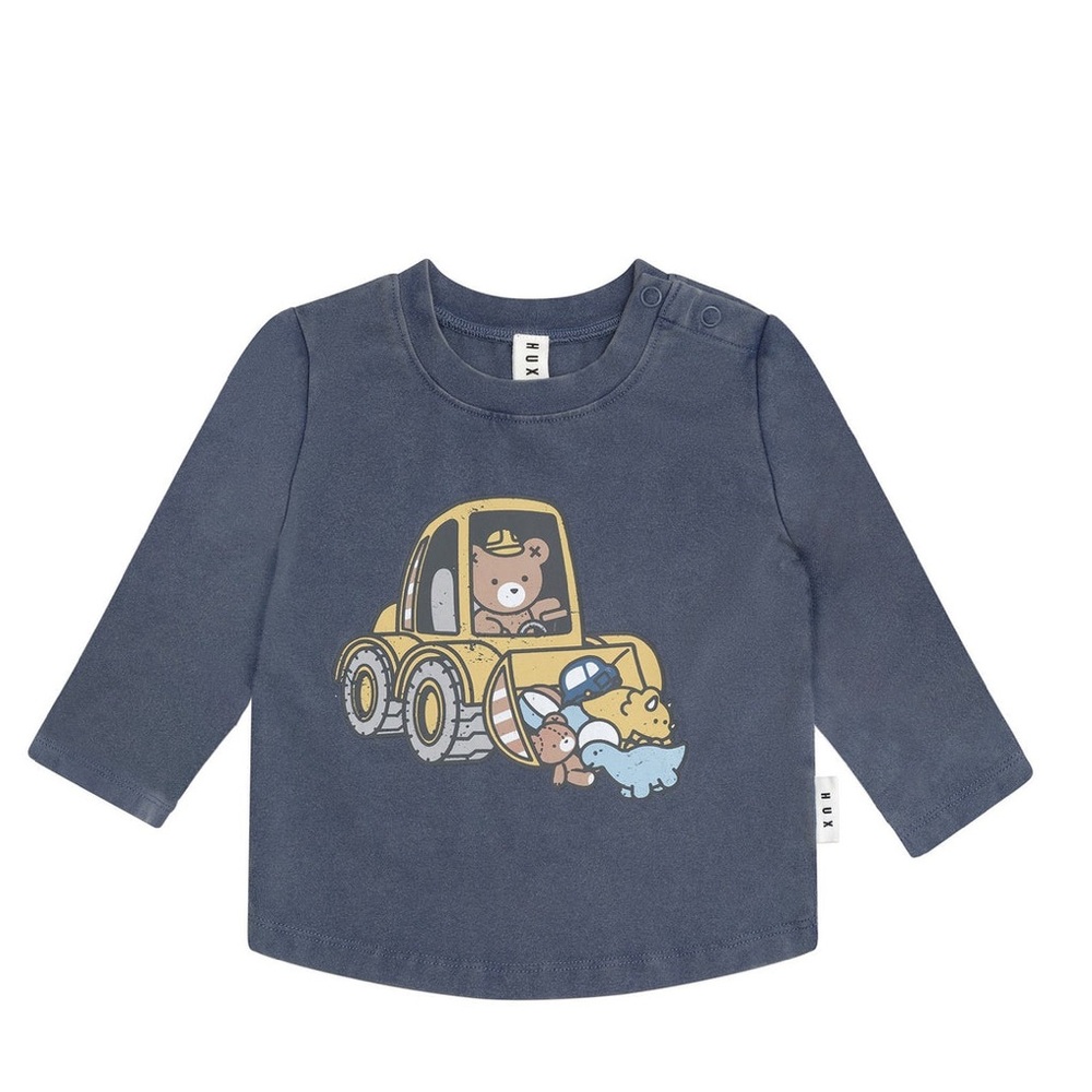 Huxbaby Digger Hux Long sleeve T-Shirt in Washed Navy